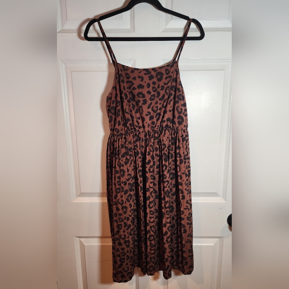 Shein Brown And Black Animal Print Sleeveless Dress 0XL Minor Flaw As Pictured